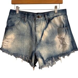 RUSTLER Upcycled Distressed Bleached High-Rise Cut-Off Shorts Sz 32